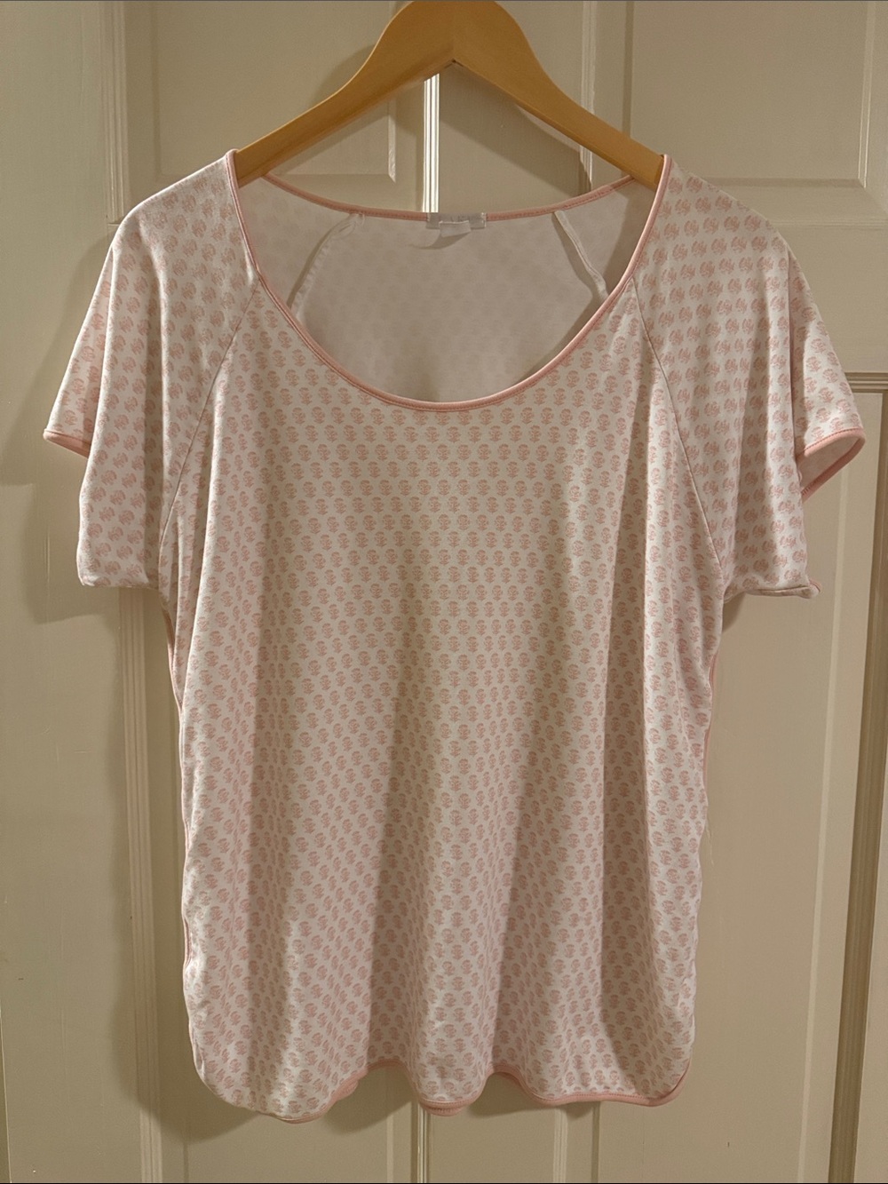 LAKE Pajama Top - LAKE Pink and White Short Sleeve Pajama Top
